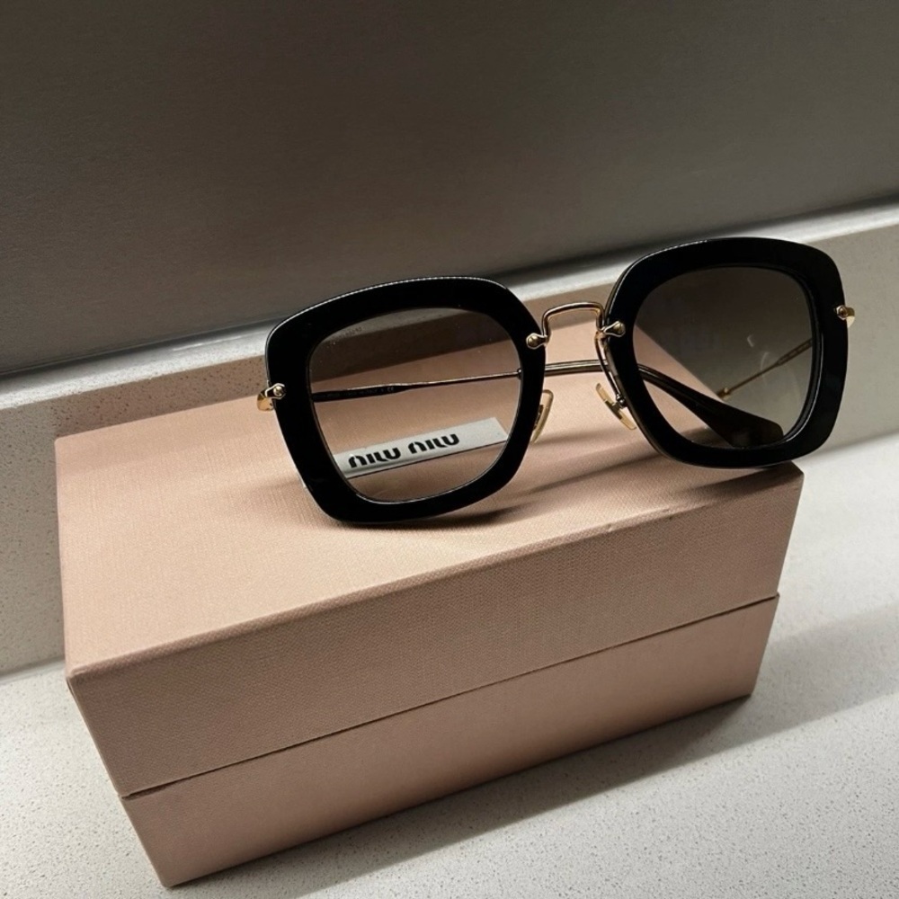 MIU MIU SMU07O KAY-0A7 Retro Sunglasses Black/ Gold - Picture 5 of 16
